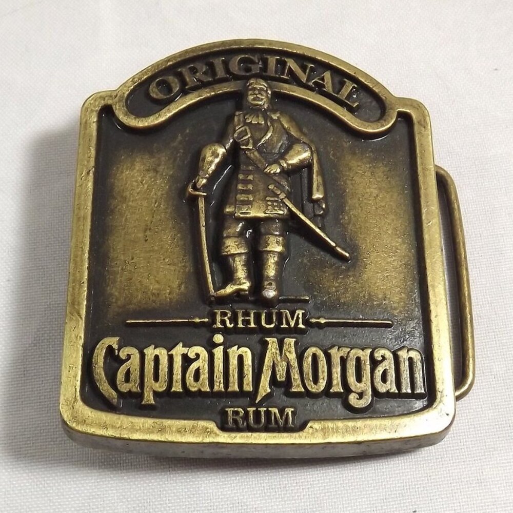 Vintage Original Captain Morgan Rum Brass Belt Buckle